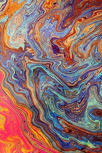 Abstract pattern in oil spilled in small stream-Costa Rica Art Print by Adam Jones